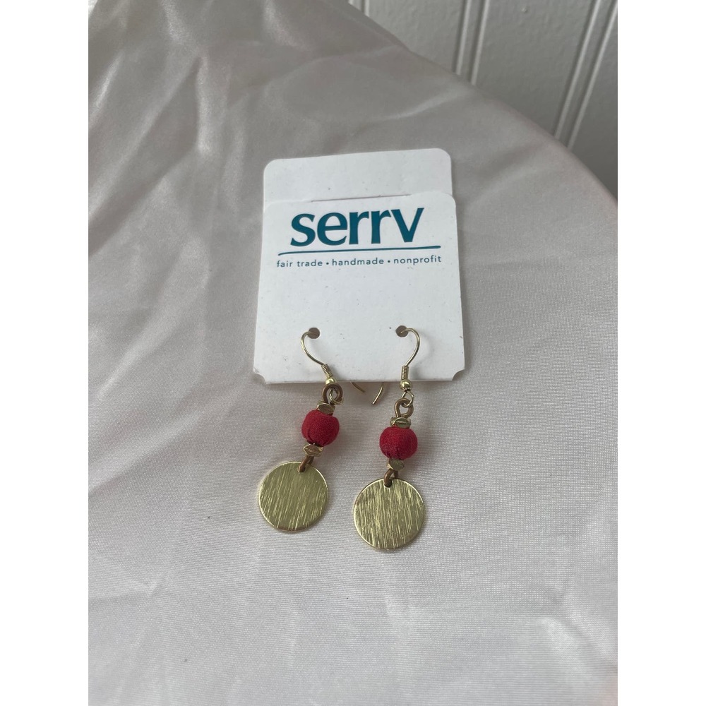 Vintage Deadstock Gold and Red Dangle Earrings